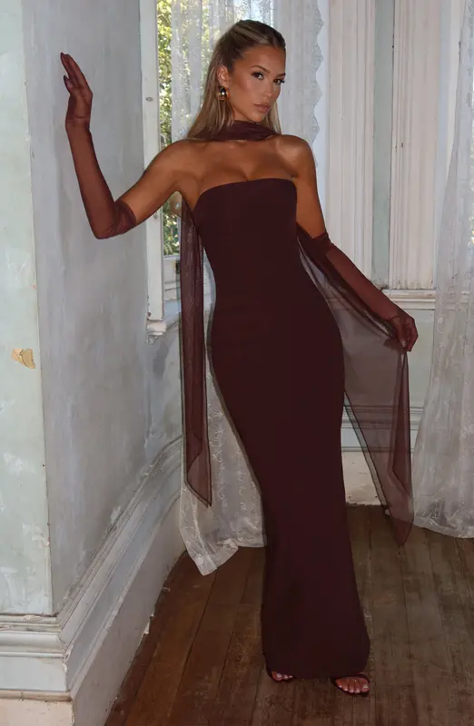 VESTIDO MAXI YULIA - MARRÓN CIRUELA