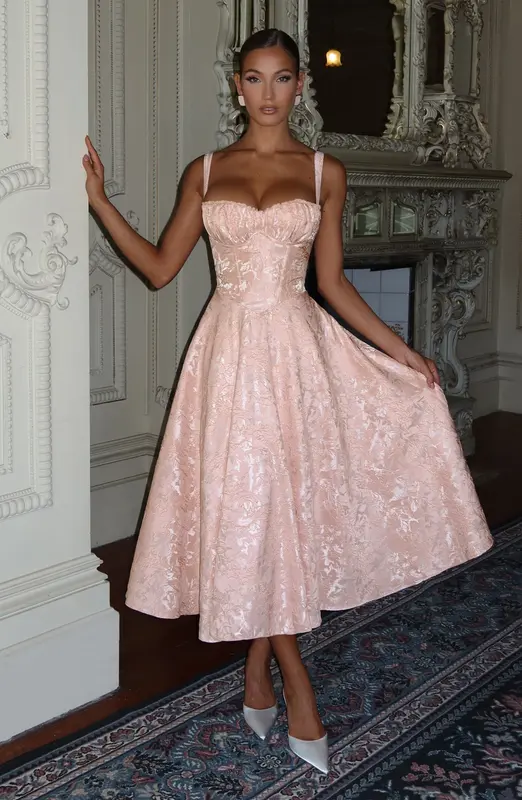 VESTIDO MIDI AMITY - MELOCOTÓN SUAVE
