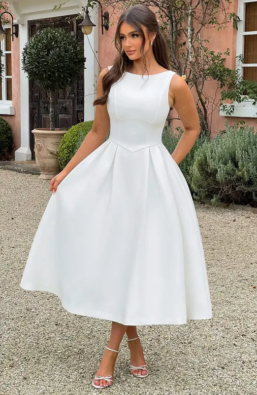 VESTIDO MIDI CLARABELLA - MARFIL