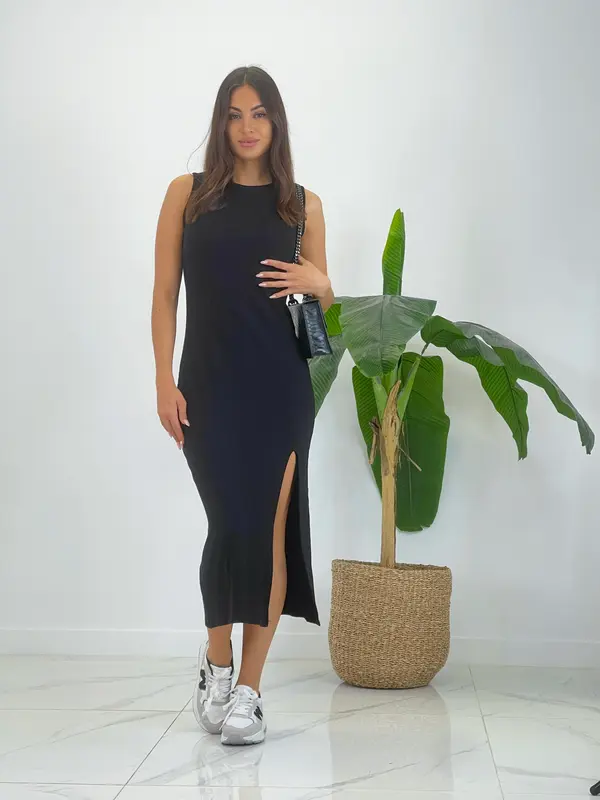 Vestido midi de canalé