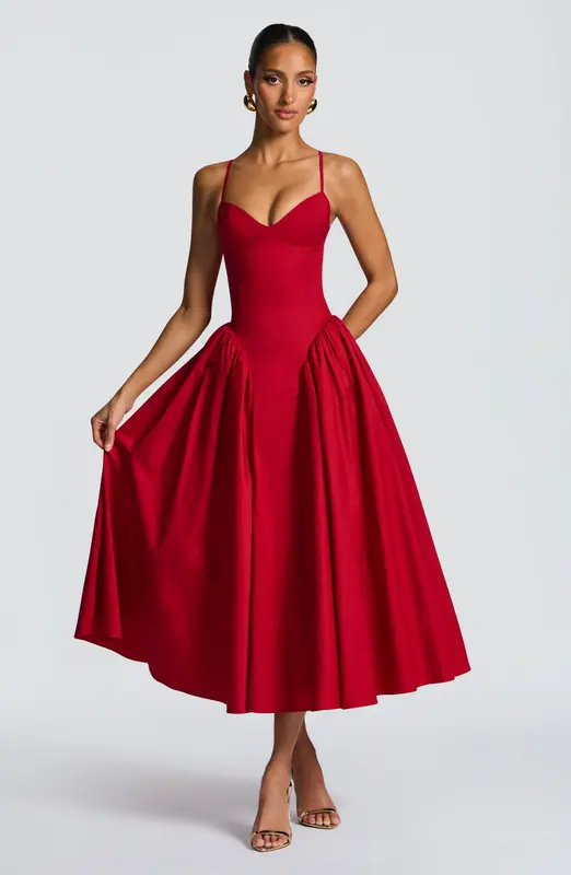 VESTIDO MIDI EMERSON - ROJO