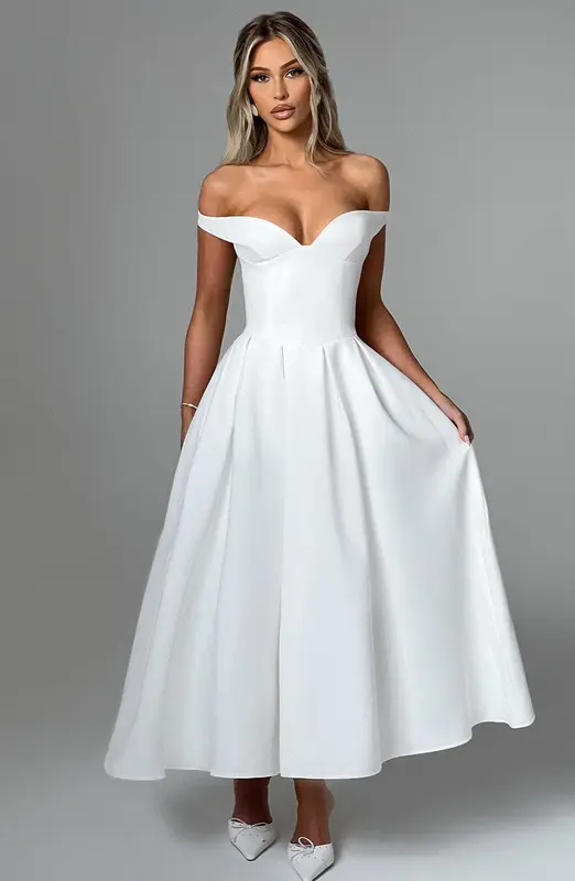 VESTIDO MIDI LANETTA - MARFIL