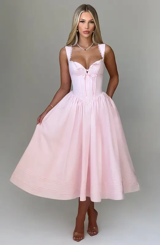 VESTIDO MIDI MARLENA - ROSA CLARO