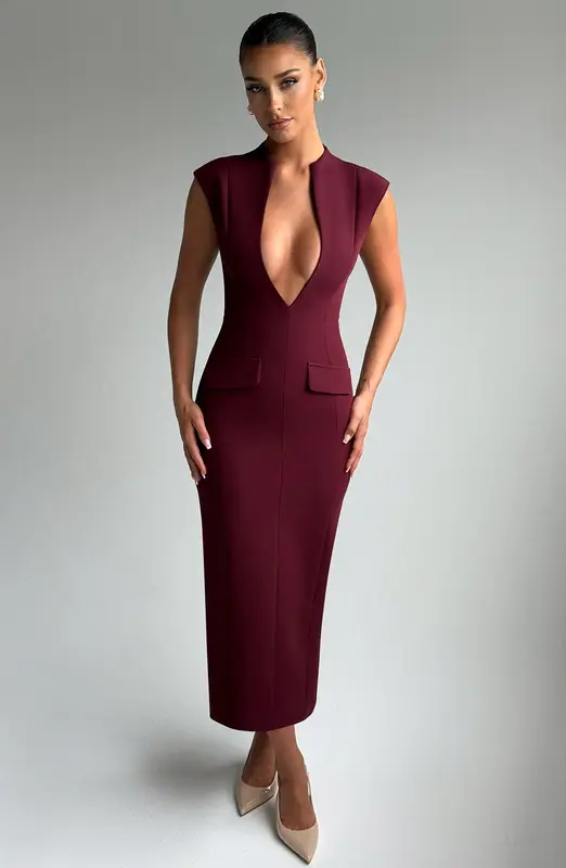 VESTIDO MIDI NELLIE - LACA CEREZA