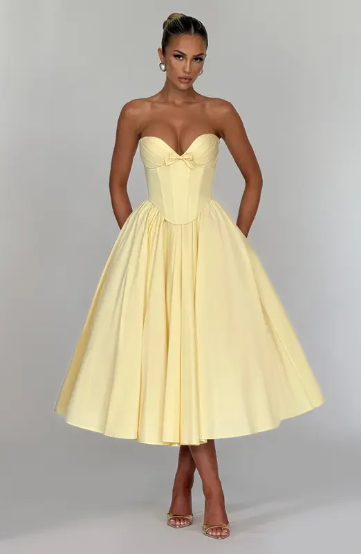 VESTIDO MIDI PRIM - LIMÓN