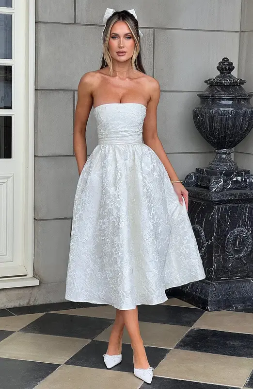 VESTIDO MIDI SAOIRSE - MARFIL
