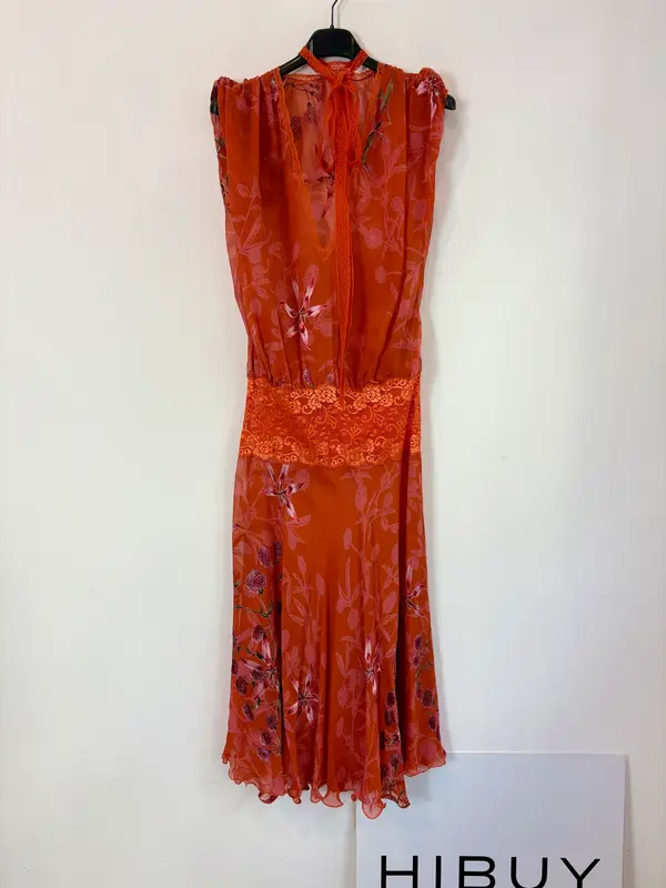 Vestido midi seda estamapdo