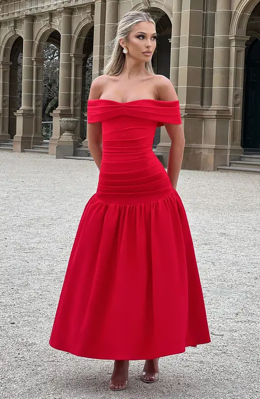 VESTIDO MIDI WILHELMINA - ROJO