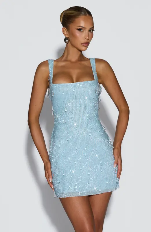 VESTIDO MINI JULISSA - AZUL GLACIAR