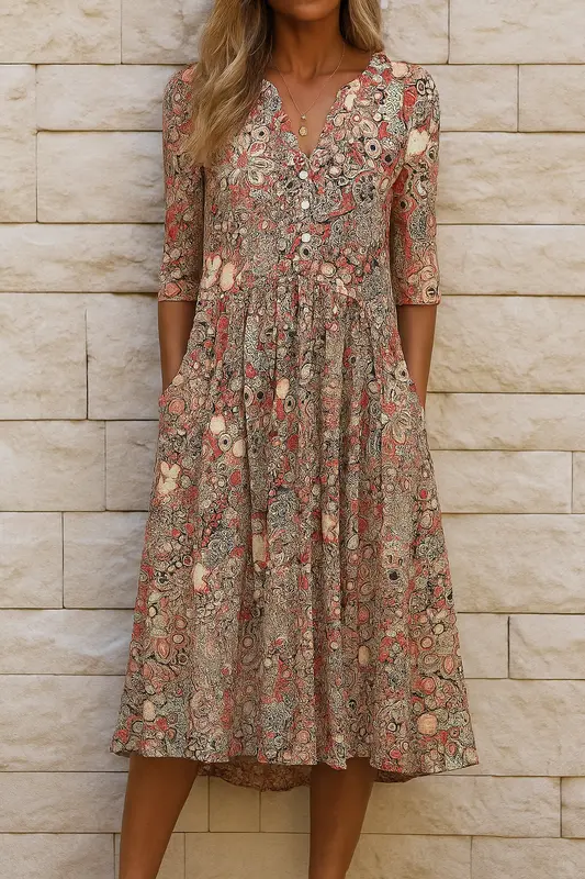 Vestido Olivia™ | Elegancia floral con escote en V