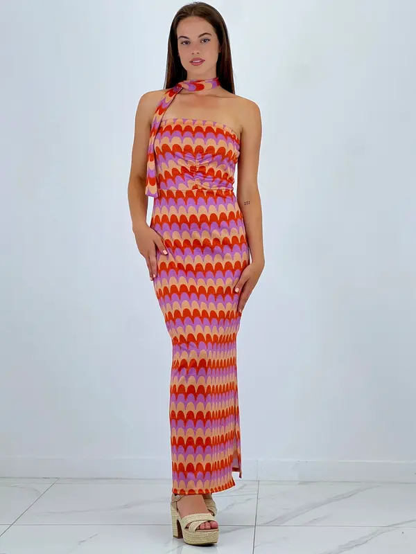 Vestido palabra de honor ondas