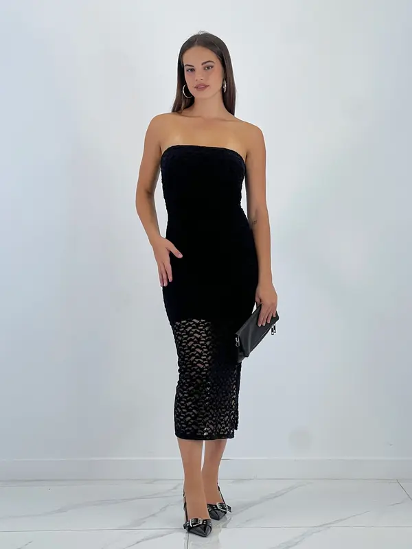 Vestido palabra de honor velvet