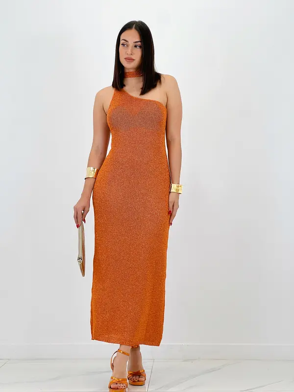 Vestido punto metalizado Saura