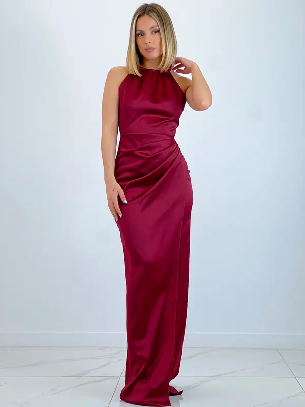 Vestido raso halter Gala