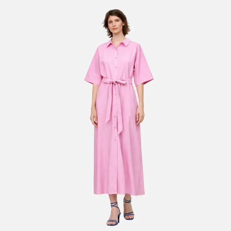 Vestido rosa camisero