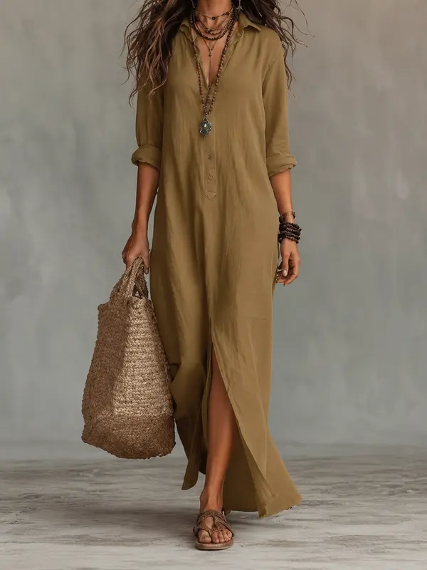 Vestido Selena™ | Maxi holgado con escote abotonado