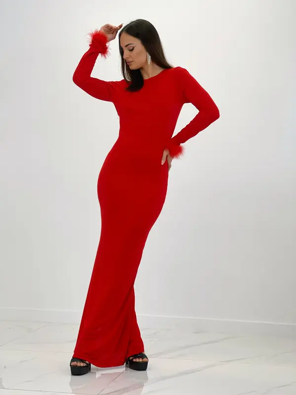 Vestido sirena plumas