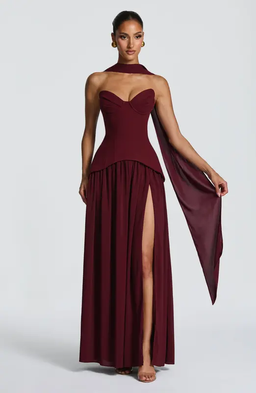VESTIDO VIETTA MAXI - LACADO CEREZA