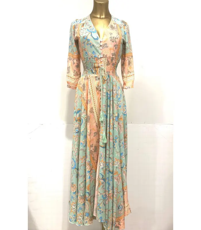 Vestido vuelo cintura fruncida pastel romantic
