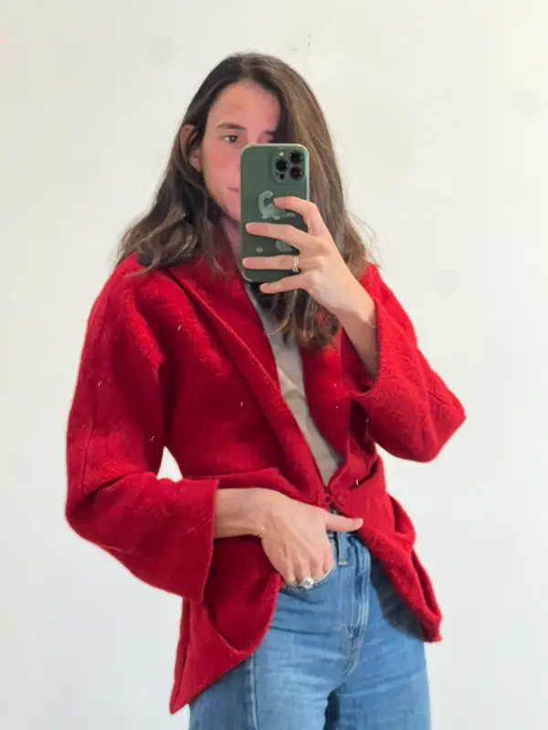 VICTORIO&LUCCHINO. Chaqueta lana roja fruncidos
