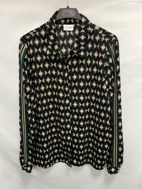 VILA.Blusa estampado retro verde T.42(m)