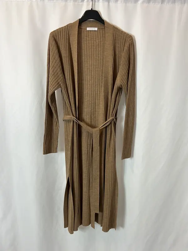 VIRIATO. Cárdigan camel canalé T.s