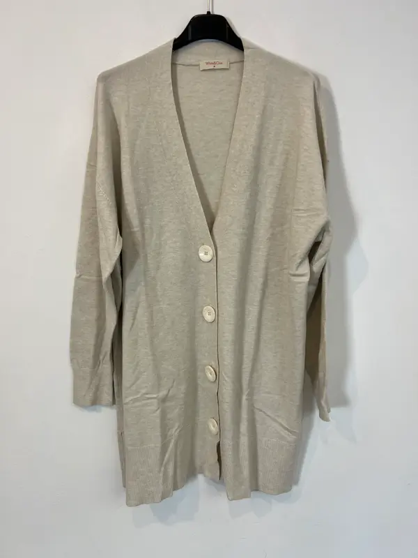 WHITE&ONE. Cardigan beige botones. T M