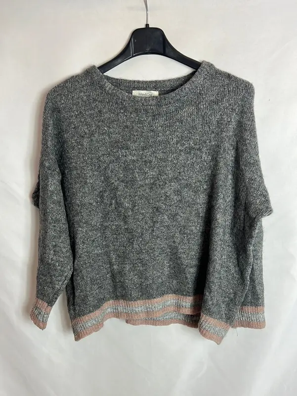 WHITE&ONE. Jersey gris detalle. T U (S)