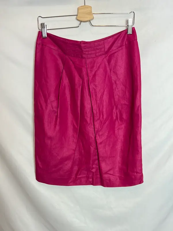YERA. Falda midi lino rosa. T 40