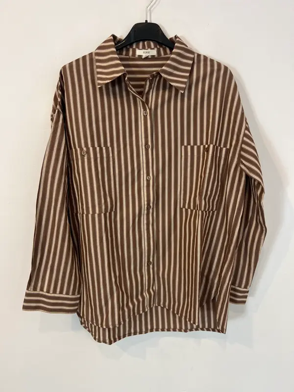 YERSE. Blusa marrón rayas T.xs