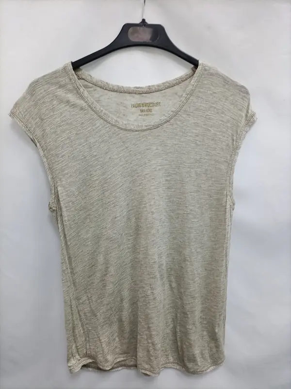ZADIG& VOLTAIRE. Camiseta beige hilos  T.s