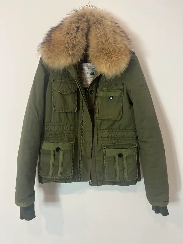 ZADIG&VOLTAIRE. Chaqueta verde militar con pelo  T.s