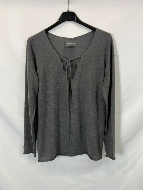 ZADIG&VOLTAIRE. Jersey gris seda y cashmere. T S