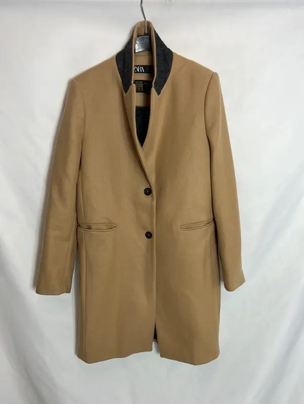 ZARA. Abrigo beige lana T.m