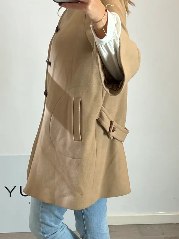 ZARA. abrigo beige paño  T.m