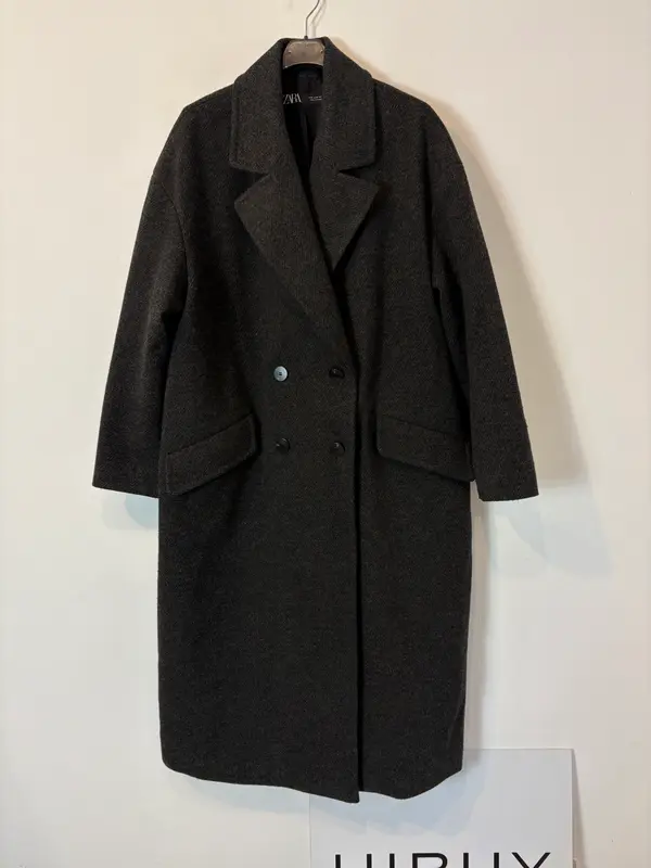 ZARA. Abrigo largo gris marengo