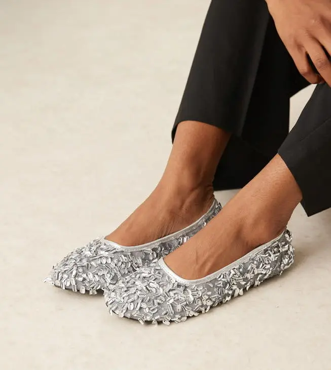 ZARA. Bailarina lentejuelas plateadas. T 39