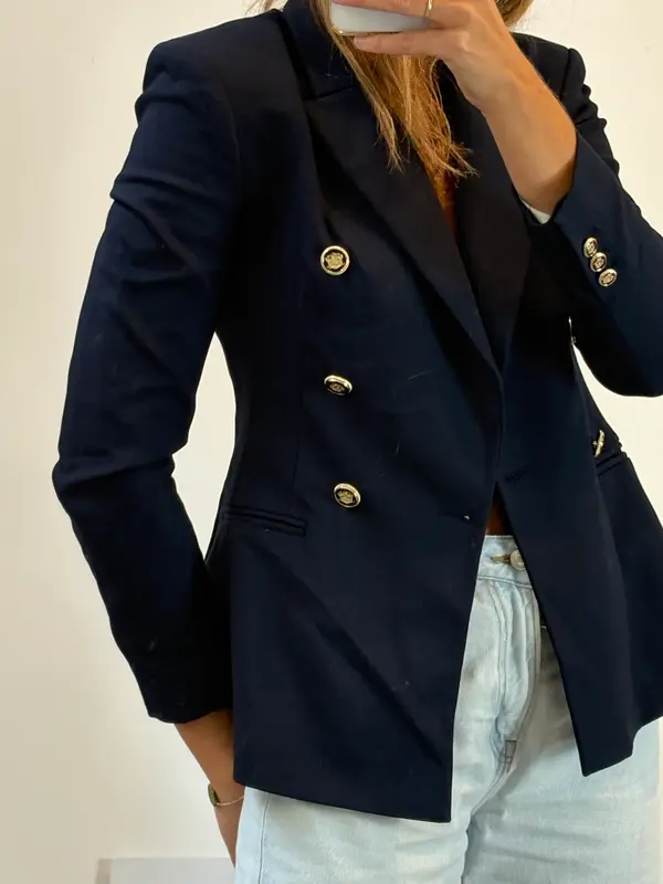 ZARA. Blazer azul doble botonadura