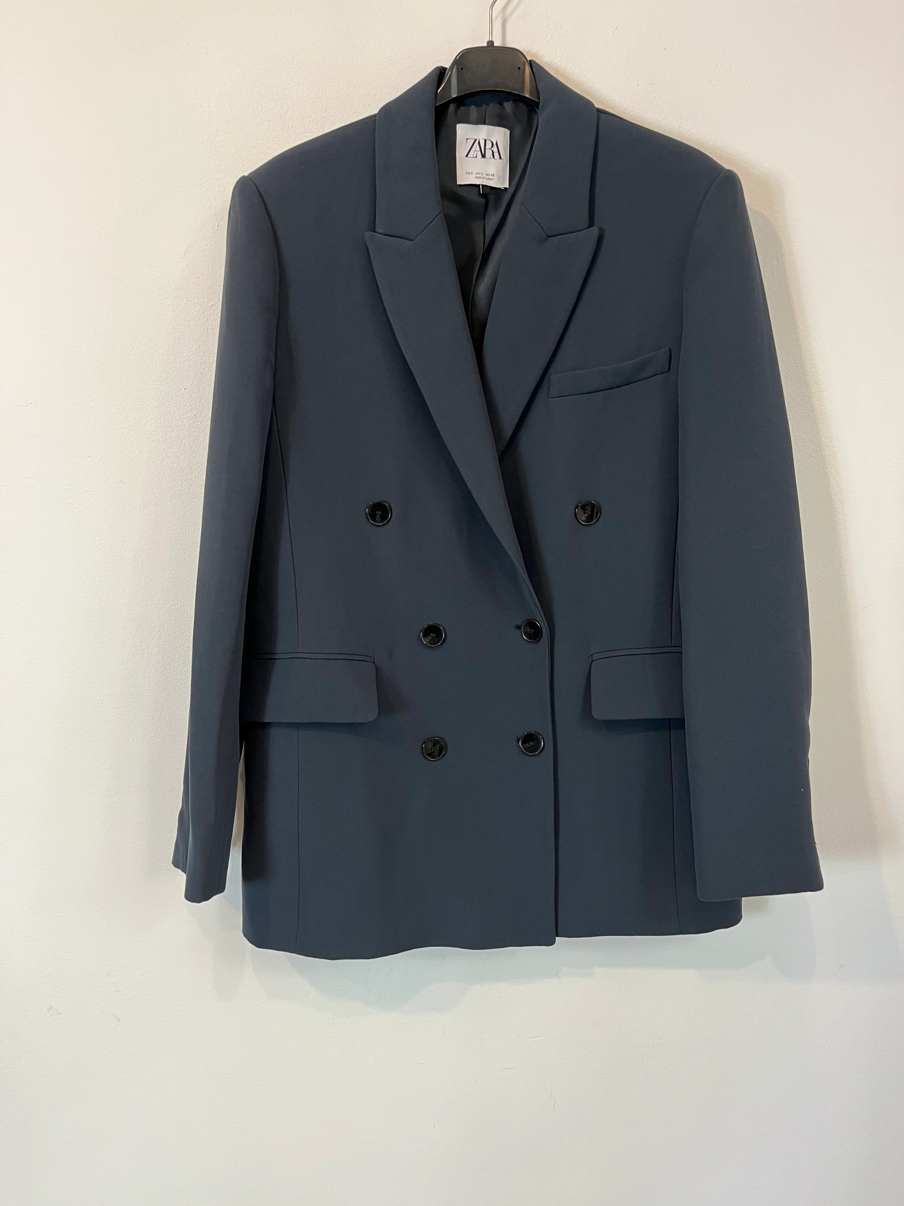 ZARA. Blazer azul petróleo doble botonadura. T S(M/L)