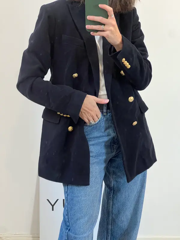 ZARA. Blazer azul terciopelo T.s
