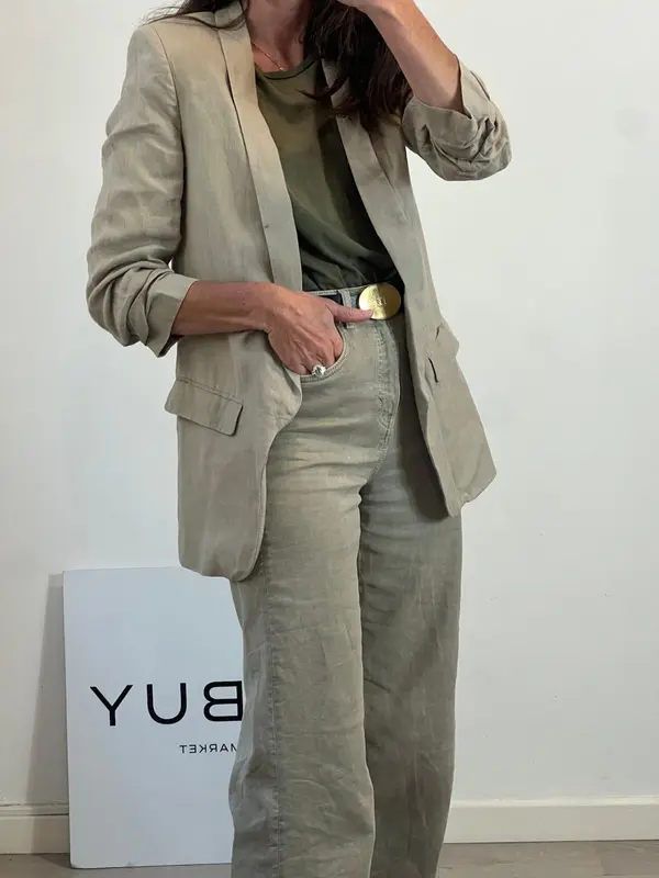 ZARA. Blazer lino beige tostado