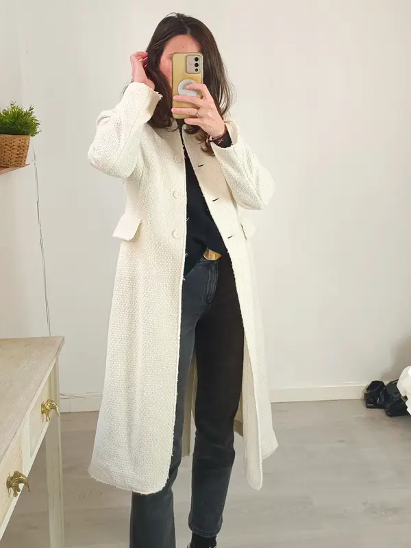 ZARA. Blazer tweed larga beige T.s