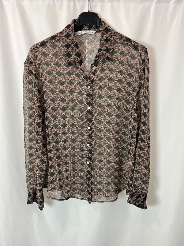 ZARA. Blusa estampada hilos T.m