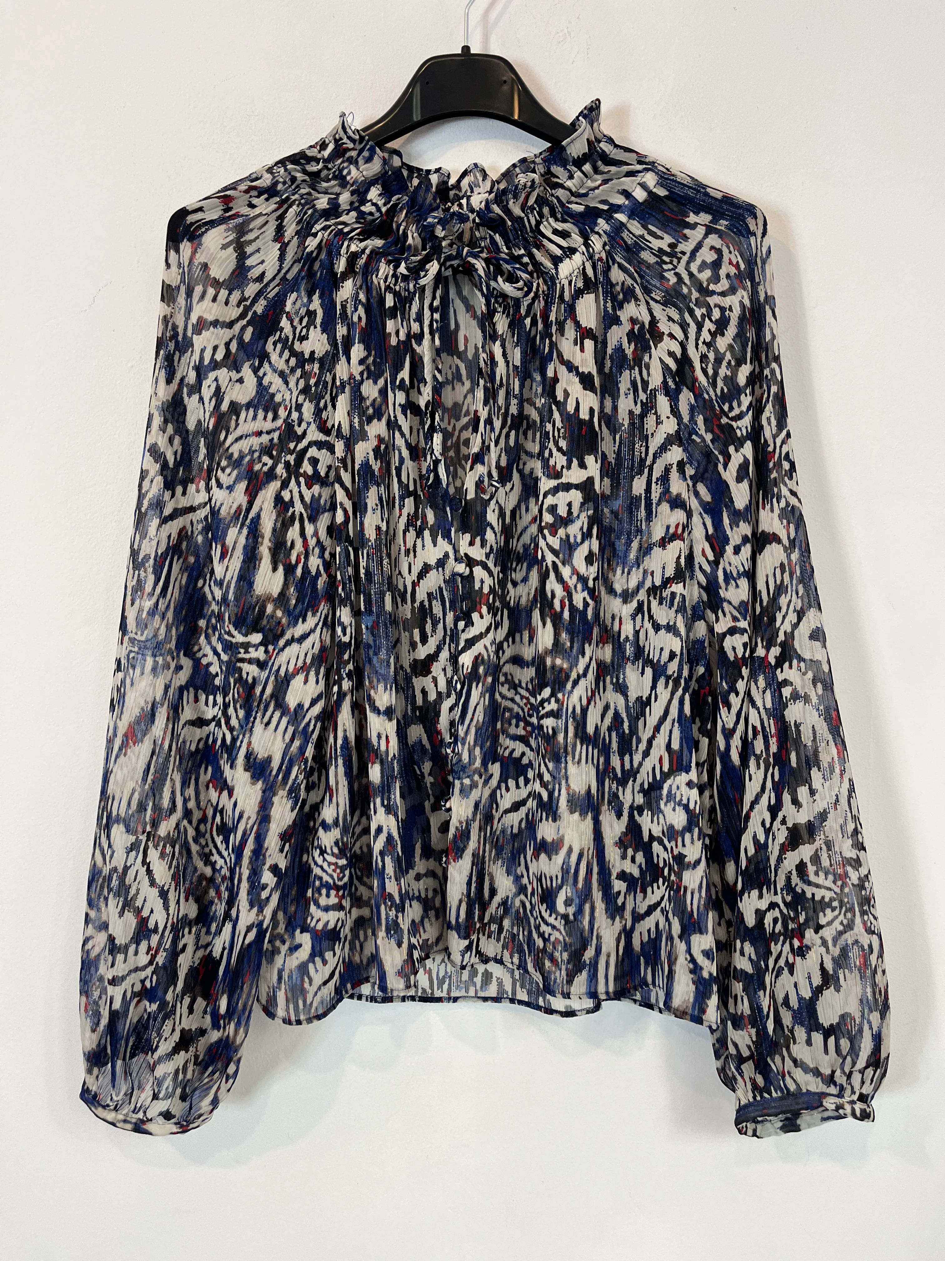 ZARA. Blusa estampada semitransparente . T L