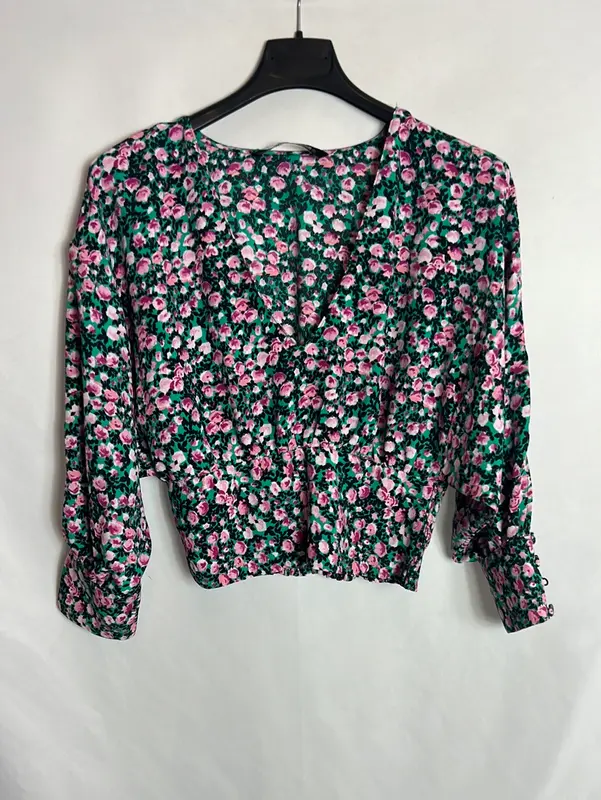 ZARA. Blusa flores estampado flores. T XS