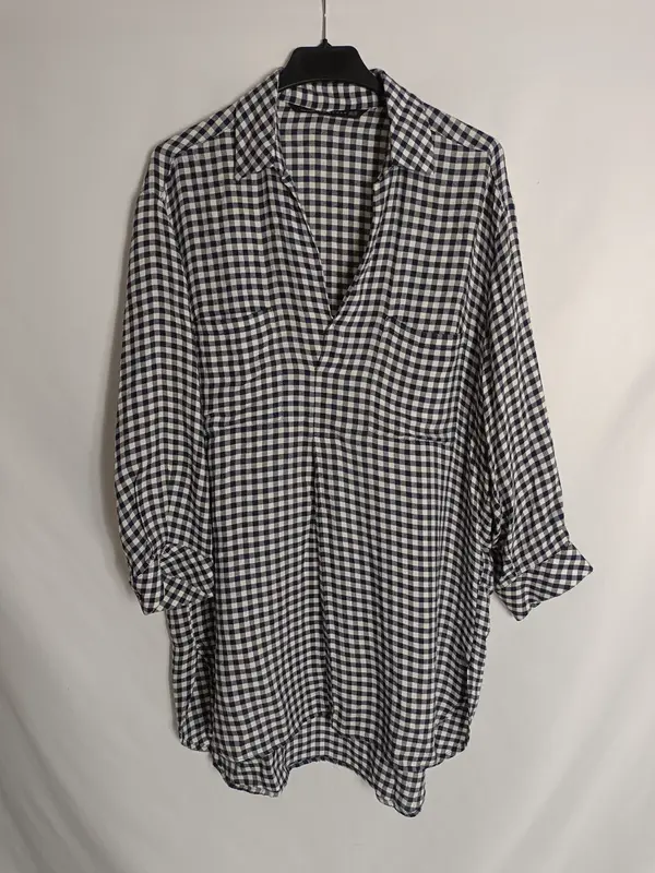 ZARA. Blusa fluida cuadros vichí T.xs