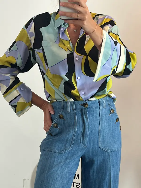 ZARA. Blusa fluida estampado retro. T XS
