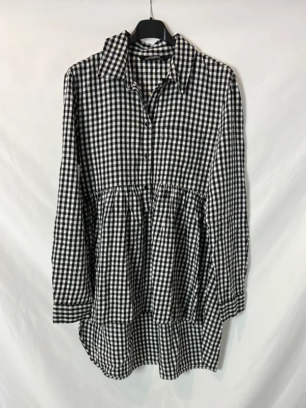 ZARA. Blusa larga cuadros vichy asimétrica.TS
