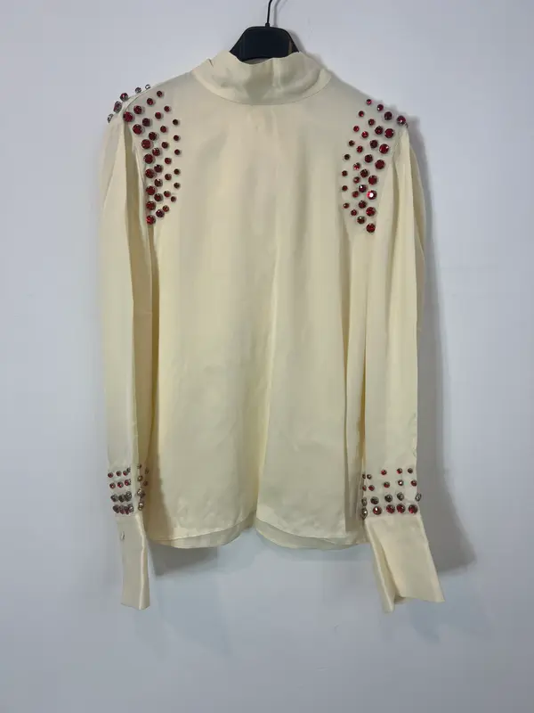ZARA. Blusa satinada abalorios. T M