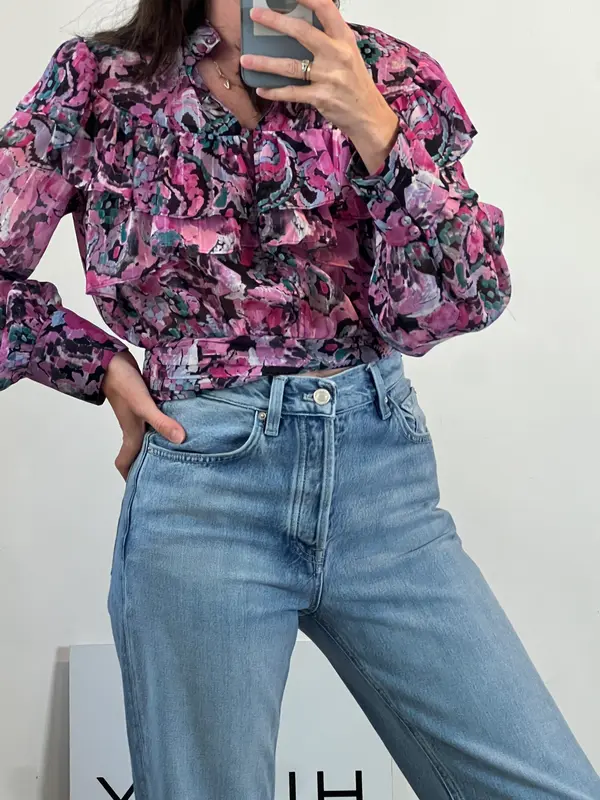 ZARA. Blusa semitransparente estampada